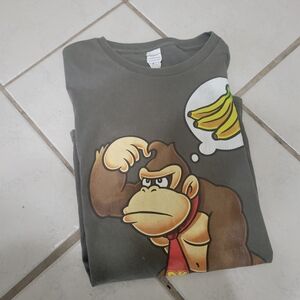 Gray Graphic Tee with Cartoon Print